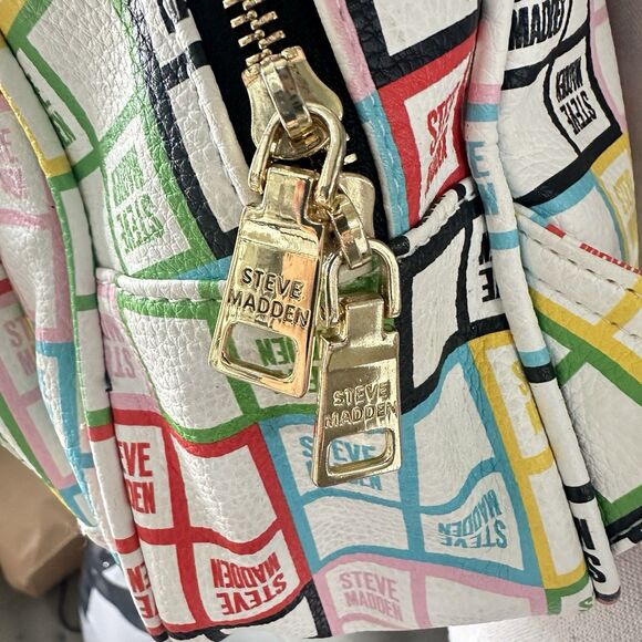 Steve Madden Colorblock Logo Mini Backpack Multicolor Streetwear Bag - Picture 6 of 11